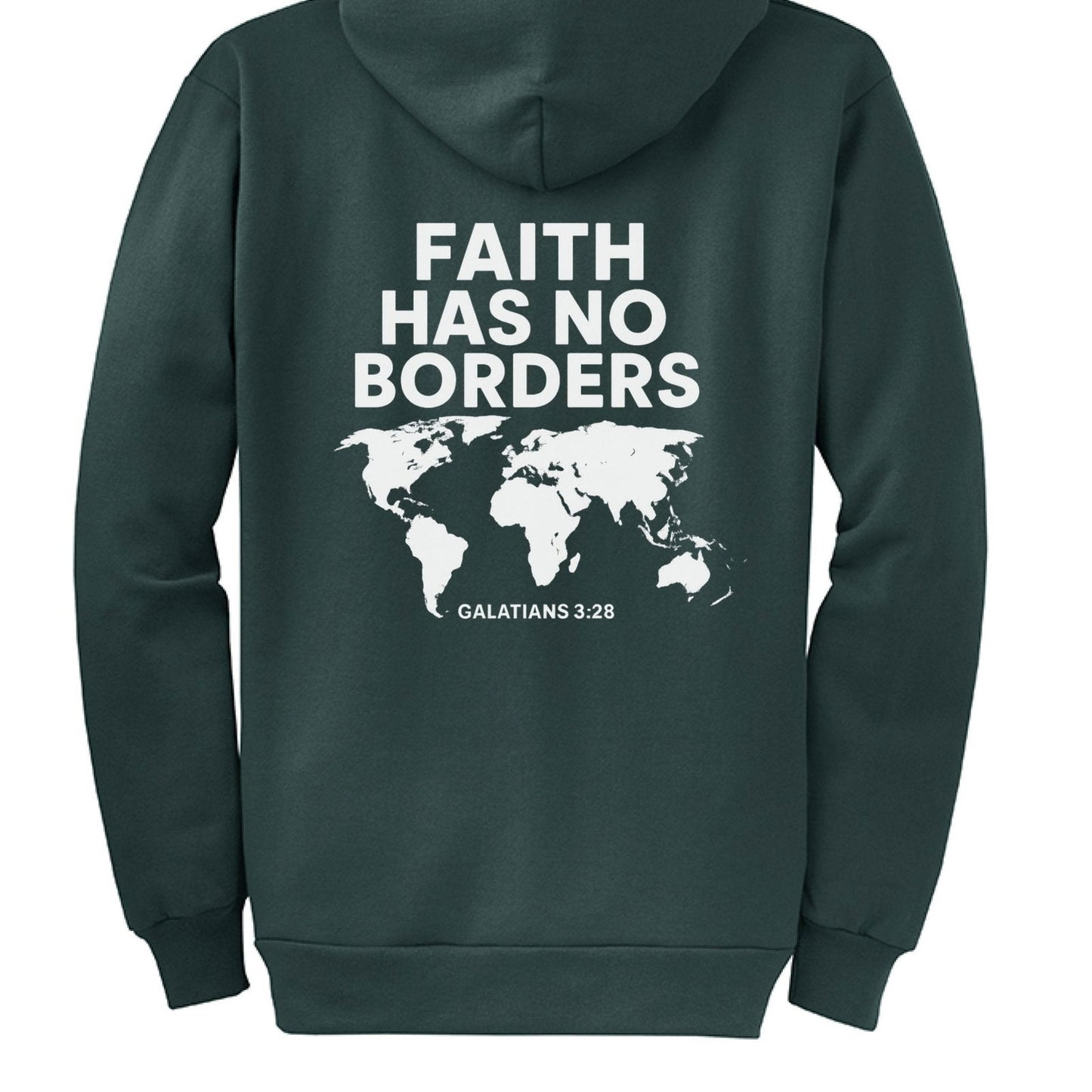 Faith Has No Borders Unisex Christian Full-Zip Hooded Sweatshirt - ClaimedbyGodDesigns
