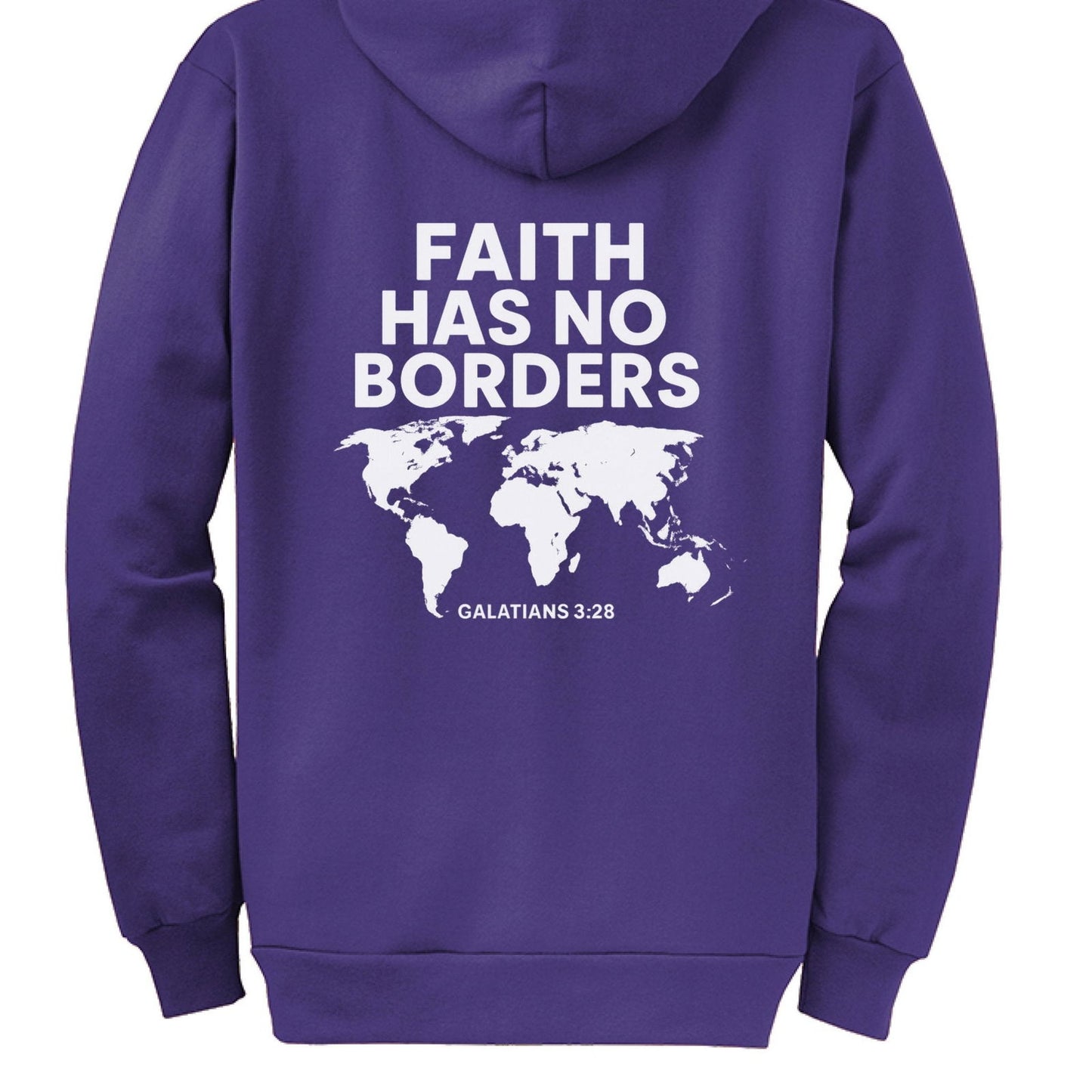 Faith Has No Borders Unisex Christian Full-Zip Hooded Sweatshirt - ClaimedbyGodDesigns