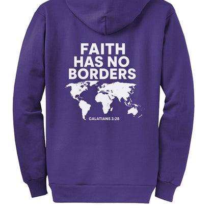 Faith Has No Borders Unisex Christian Full-Zip Hooded Sweatshirt - ClaimedbyGodDesigns