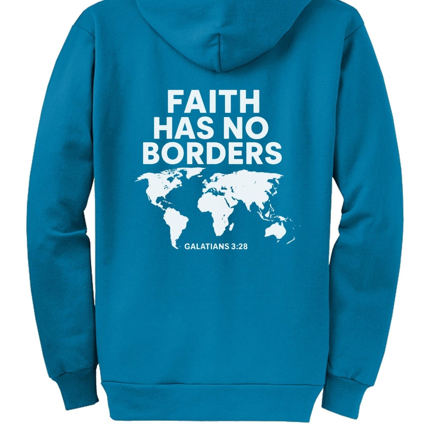 Faith Has No Borders Unisex Christian Full-Zip Hooded Sweatshirt - ClaimedbyGodDesigns