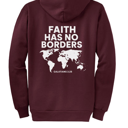 Faith Has No Borders Unisex Christian Full-Zip Hooded Sweatshirt - ClaimedbyGodDesigns
