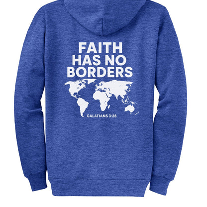 Faith Has No Borders Unisex Christian Full-Zip Hooded Sweatshirt - ClaimedbyGodDesigns