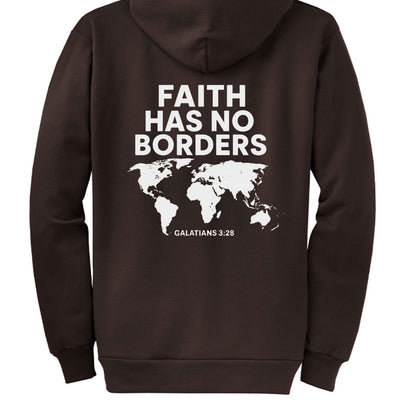 Faith Has No Borders Unisex Christian Full-Zip Hooded Sweatshirt - ClaimedbyGodDesigns