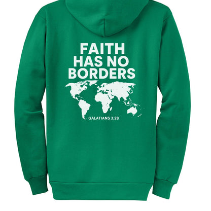 Faith Has No Borders Unisex Christian Full-Zip Hooded Sweatshirt - ClaimedbyGodDesigns