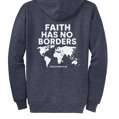 Faith Has No Borders Unisex Christian Full-Zip Hooded Sweatshirt - ClaimedbyGodDesigns