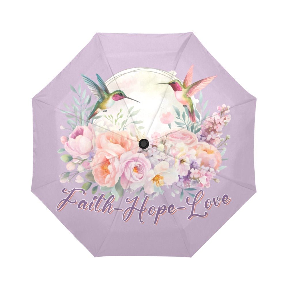 Faith Hope Love Auto-Foldable Christian Umbrella - ClaimedbyGodDesigns
