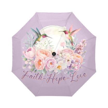 Faith Hope Love Auto-Foldable Christian Umbrella - ClaimedbyGodDesigns