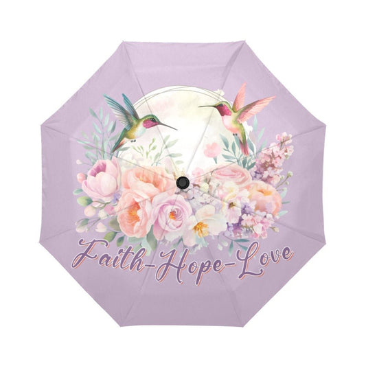 Faith Hope Love Auto-Foldable Christian Umbrella - ClaimedbyGodDesigns