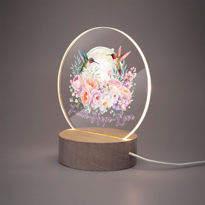 Faith Hope Love Christian Acrylic Plaque with Stand - Round - ClaimedbyGodDesigns