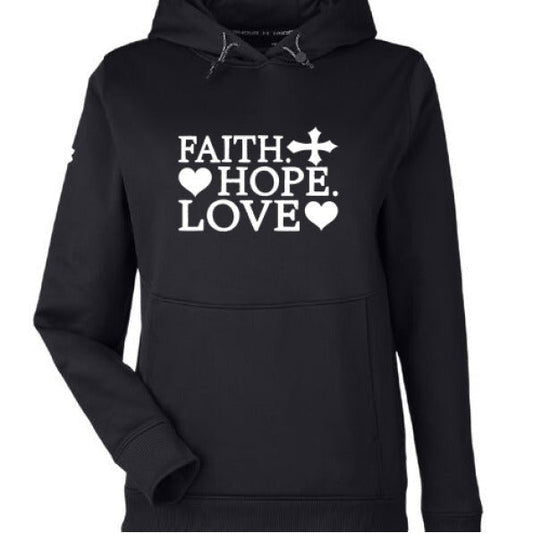 Faith Hope Love Women's Christian Pullover Hooded Sweatshirt - ClaimedbyGodDesigns