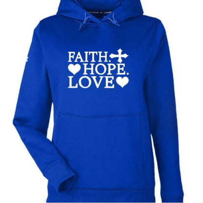 Faith Hope Love Women's Christian Pullover Hooded Sweatshirt - ClaimedbyGodDesigns