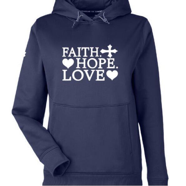 Faith Hope Love Women's Christian Pullover Hooded Sweatshirt - ClaimedbyGodDesigns