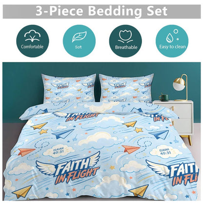 Faith In Flight Christian Kids 3-Piece Bedding Set-Full/Twin - ClaimedbyGodDesigns
