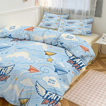 Faith In Flight Christian Kids 3-Piece Bedding Set-Full/Twin - ClaimedbyGodDesigns
