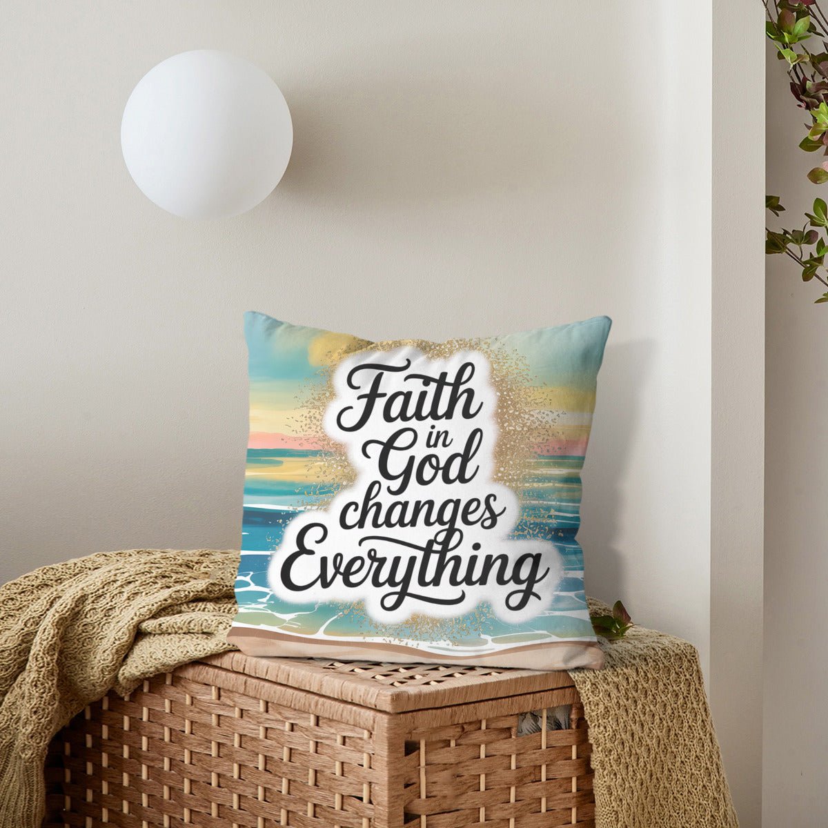 Faith In God Changes Everything Christian Pillow (pillow cover + pillow insert) - ClaimedbyGodDesigns