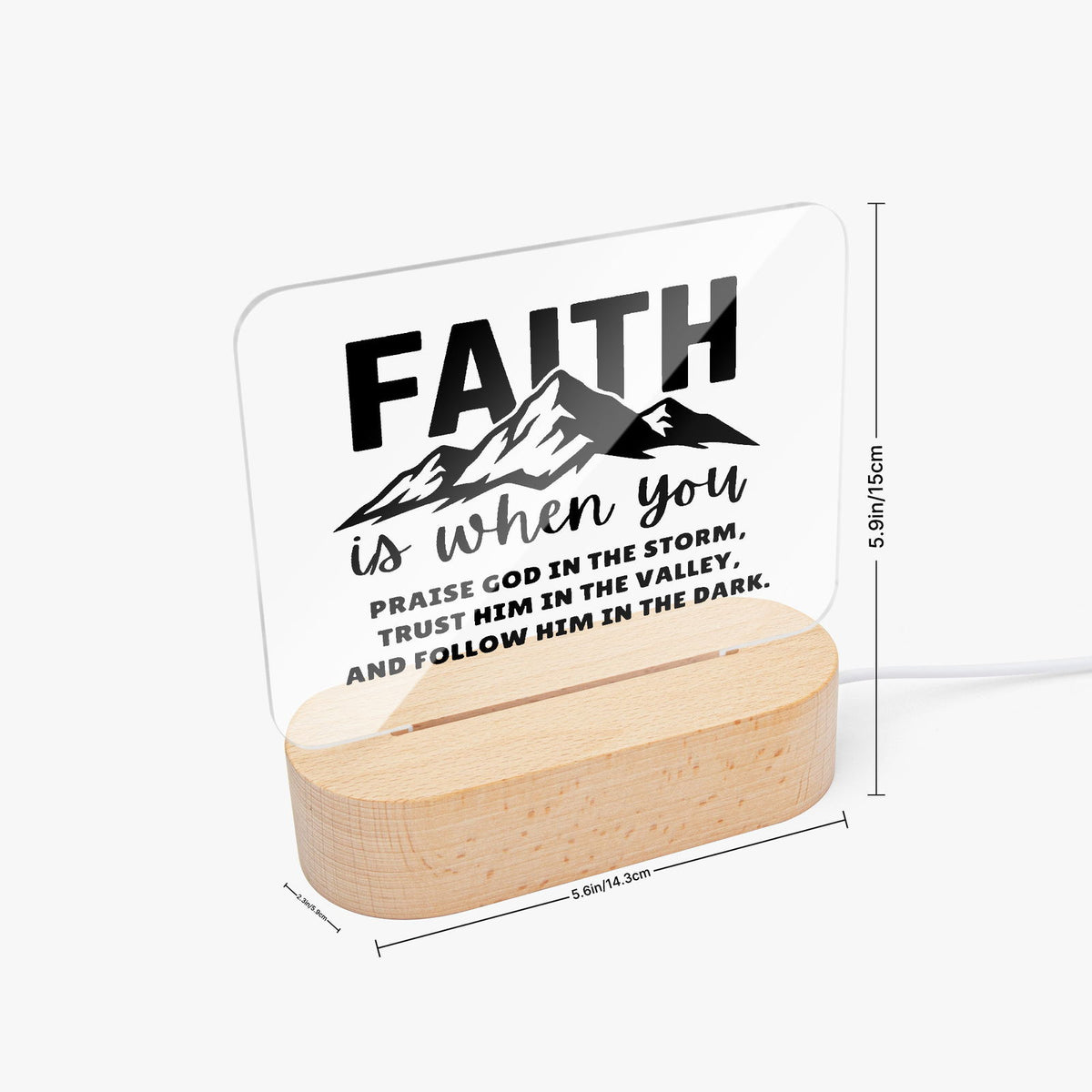 Faith Is Christian Square Acrylic Nigh Light - Luminous Base - ClaimedbyGodDesigns
