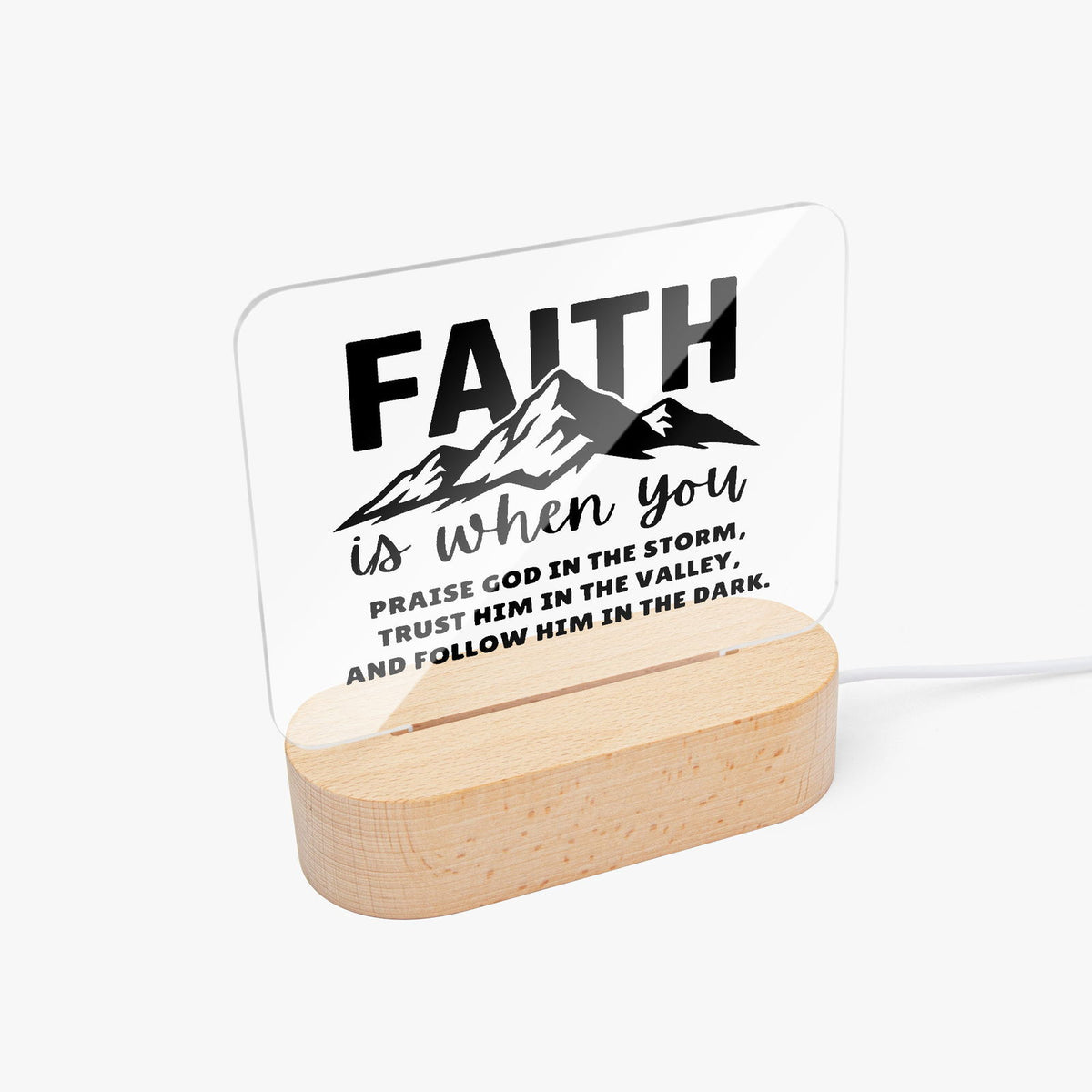 Faith Is Christian Square Acrylic Nigh Light - Luminous Base - ClaimedbyGodDesigns