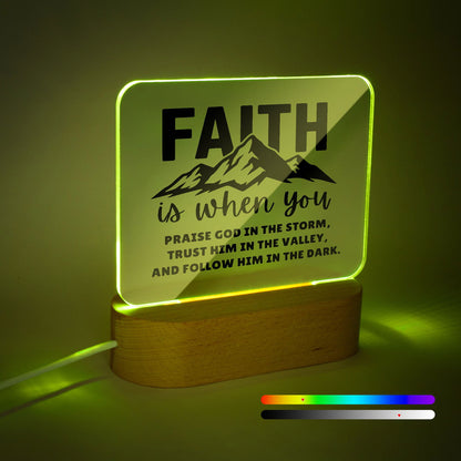 Faith Is Christian Square Acrylic Nigh Light - Luminous Base - ClaimedbyGodDesigns