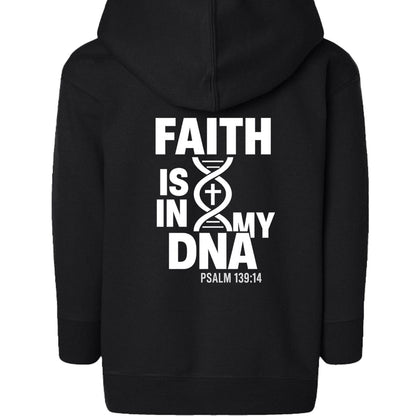 Faith Is In My DNA Toddler Christian Full-Zip Hooded Sweatshirt - ClaimedbyGodDesigns