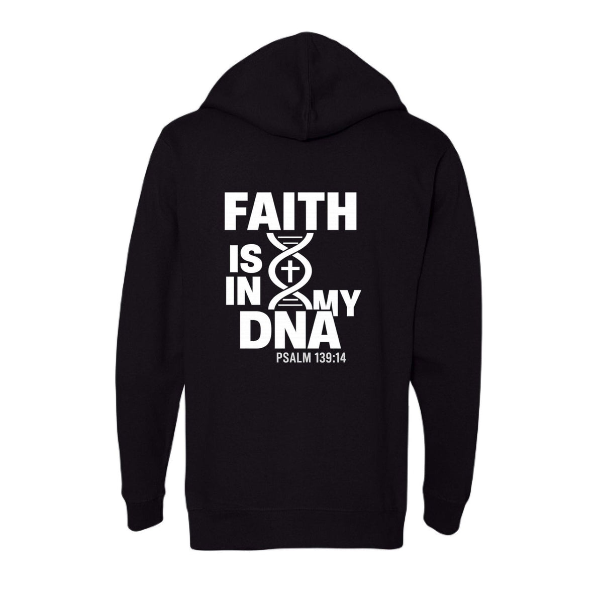 Faith Is In My DNA Unisex Christian Full-zip Hooded Sweatshirt - ClaimedbyGodDesigns
