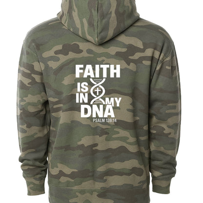 Faith Is In My DNA Unisex Christian Full-zip Hooded Sweatshirt - ClaimedbyGodDesigns