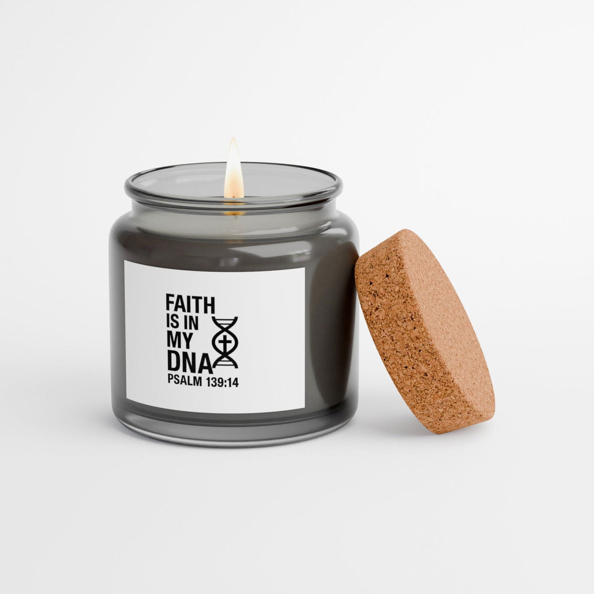 Faith Is In My DNA – 4oz Gray Candle & Mug Christian Gift Set - ClaimedbyGodDesigns