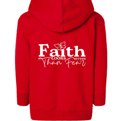 Faith Looks Better Toddler Christian Full-Zip Hooded Sweatshirt - ClaimedbyGodDesigns