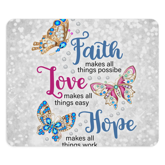 Faith Love Hope Christian Computer Mouse Pad - ClaimedbyGodDesigns