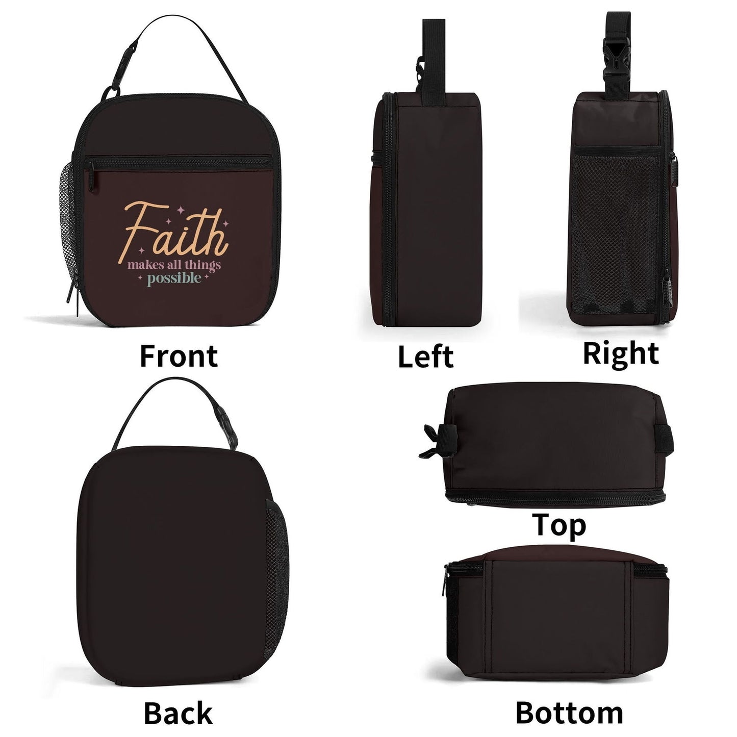 Faith Makes All Things Possible Insulated Christian Lunch Box for Kids - ClaimedbyGodDesigns