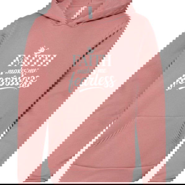 Faith Makes Me Fearless Youth Christian Sponge Fleece Pullover Hooded Sweatshirt - ClaimedbyGodDesigns