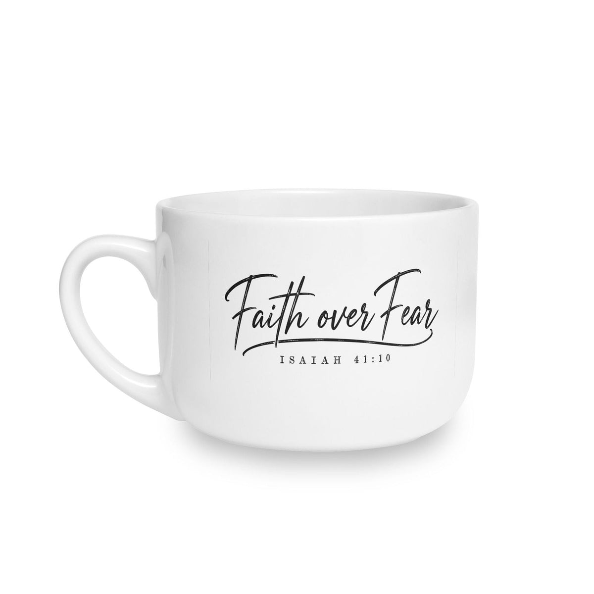 Faith Over Fear 25oz Christian Ceramic Latte Mug - ClaimedbyGodDesigns