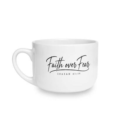 Faith Over Fear 25oz Christian Ceramic Latte Mug - ClaimedbyGodDesigns
