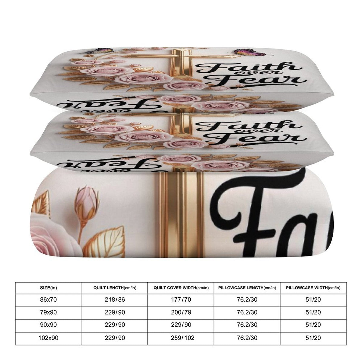 Faith Over Fear Christian 3-Piece Bedding Set - ClaimedbyGodDesigns