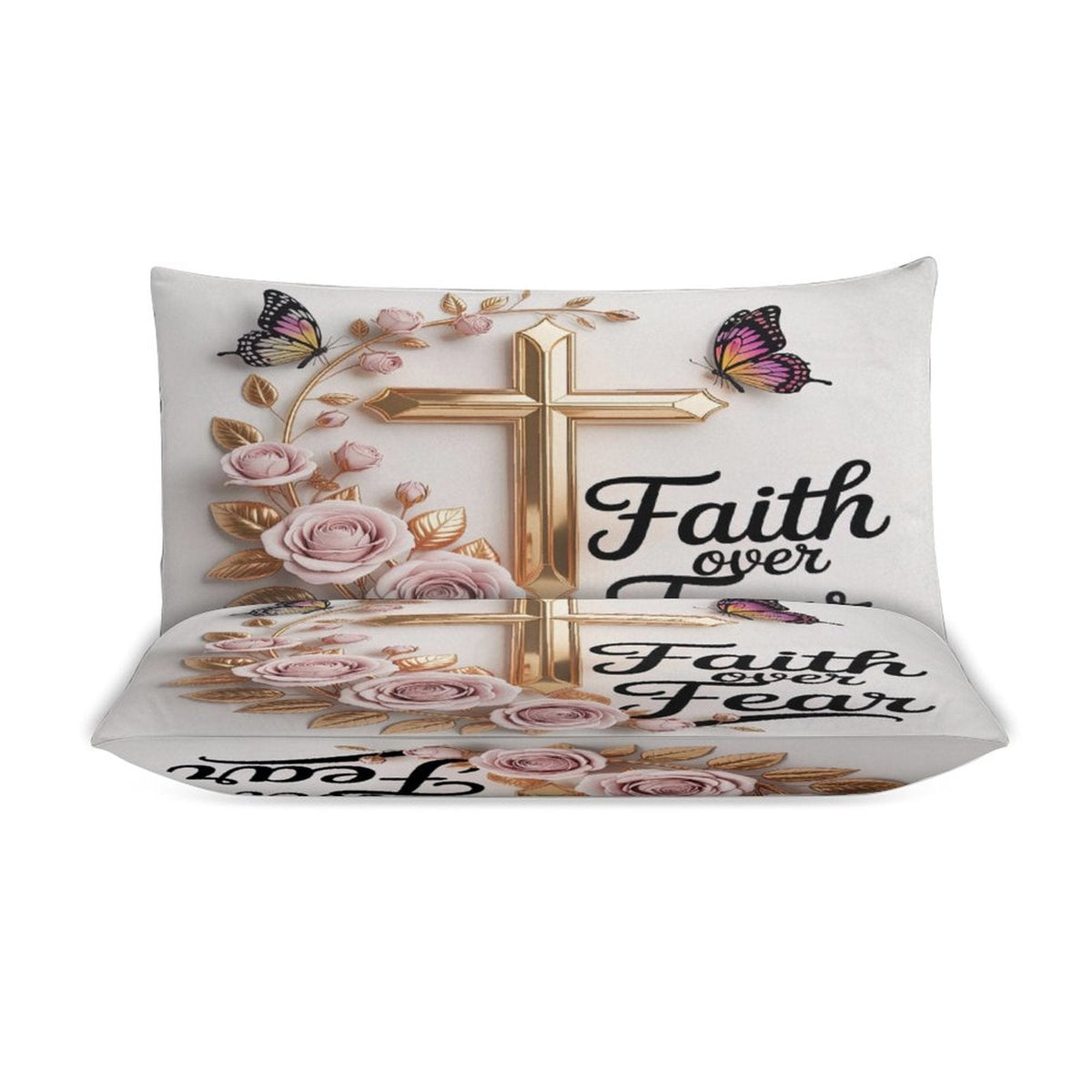 Faith Over Fear Christian 3-Piece Bedding Set - ClaimedbyGodDesigns