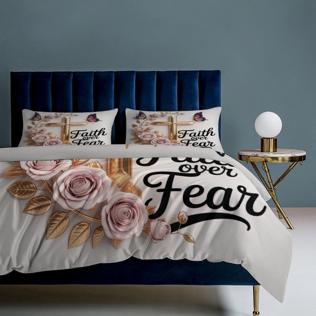 Faith Over Fear Christian 3-Piece Bedding Set - ClaimedbyGodDesigns