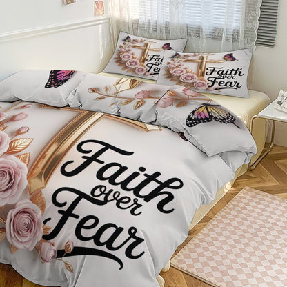Faith Over Fear Christian 3-Piece Bedding Set - ClaimedbyGodDesigns