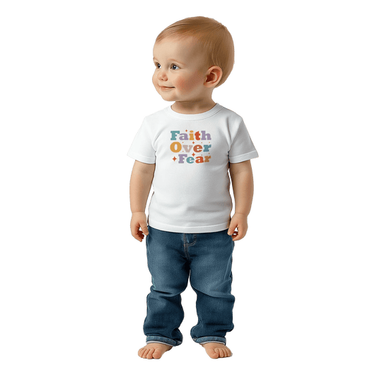 Faith Over Fear Christian Baby Crewneck T-shirt - ClaimedbyGodDesigns