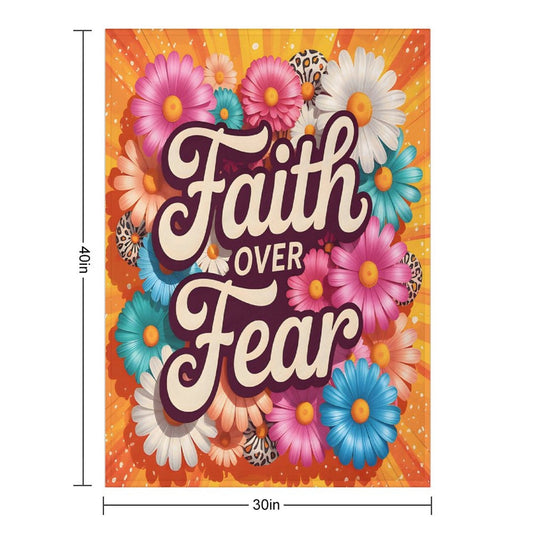 Faith Over Fear Christian Flannel Throw Blanket - ClaimedbyGodDesigns