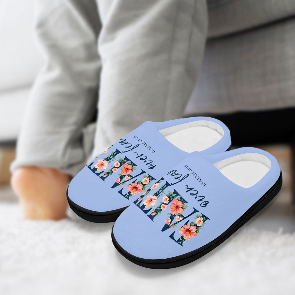 Faith Over Fear Christian Kids Cotton Slippers - ClaimedbyGodDesigns