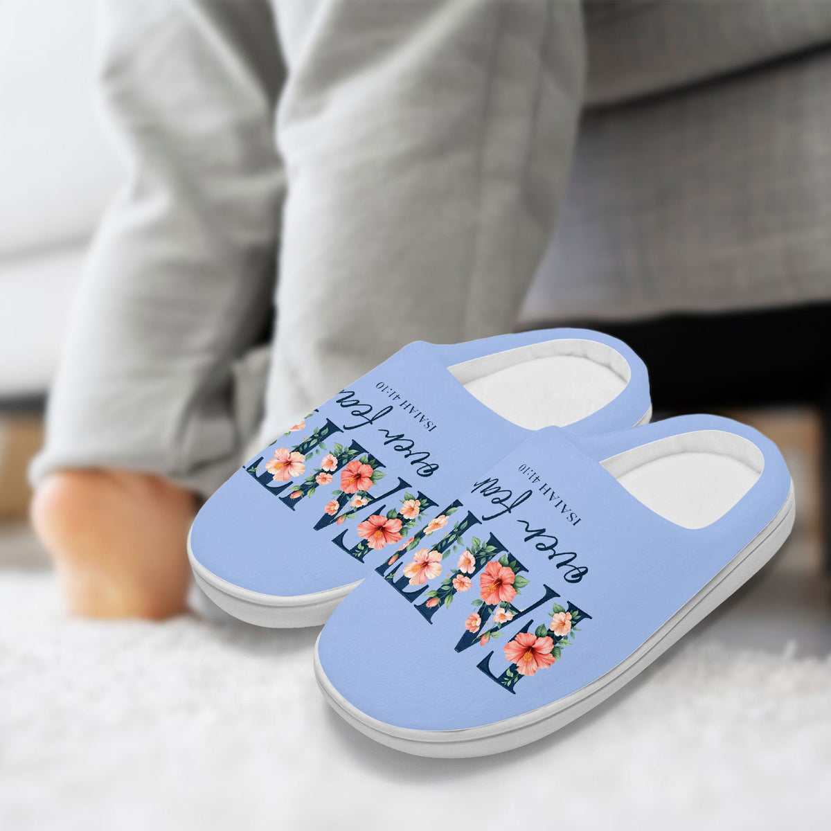 Faith Over Fear Christian Kids Cotton Slippers - ClaimedbyGodDesigns