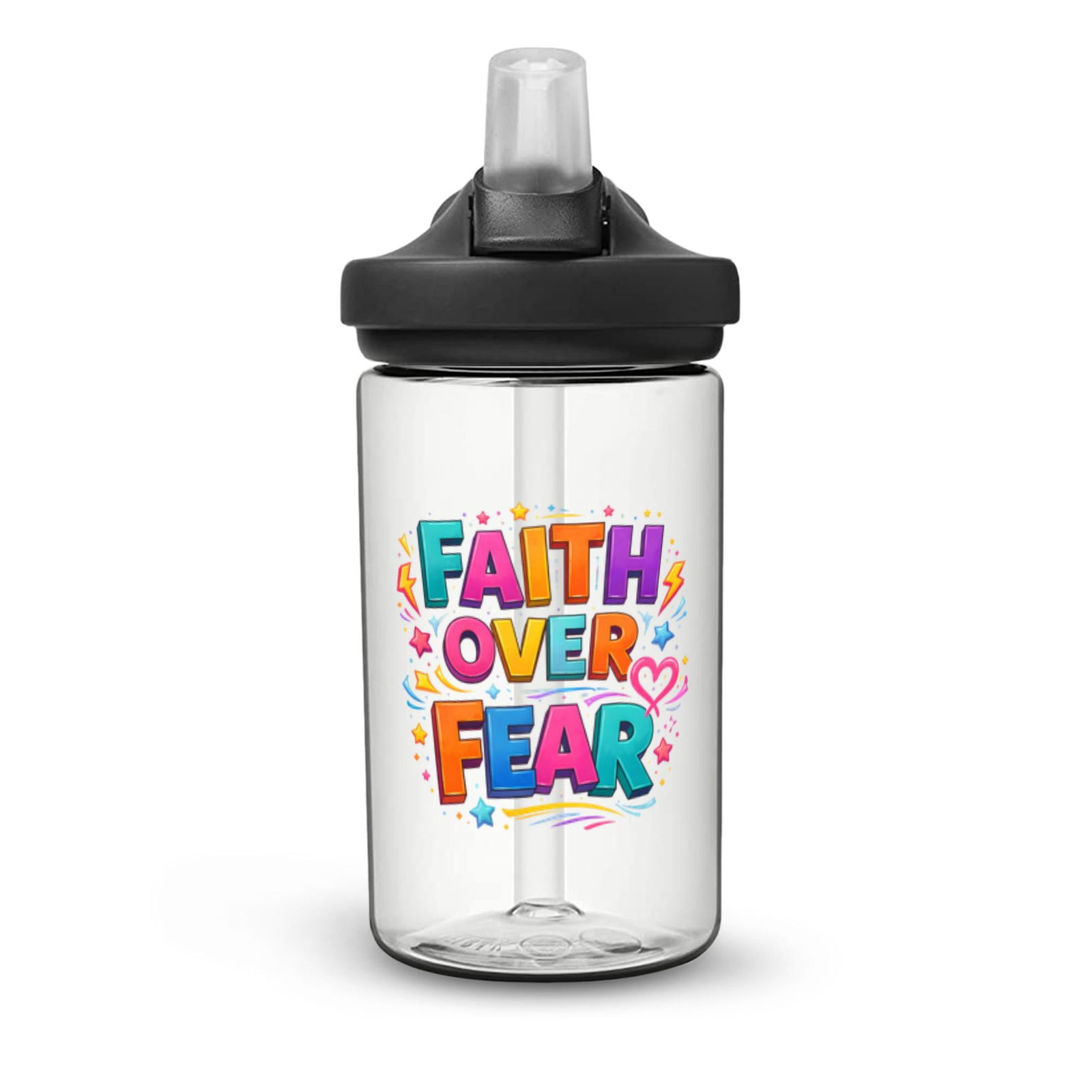 Faith Over Fear Christian Kids Water Bottle - ClaimedbyGodDesigns