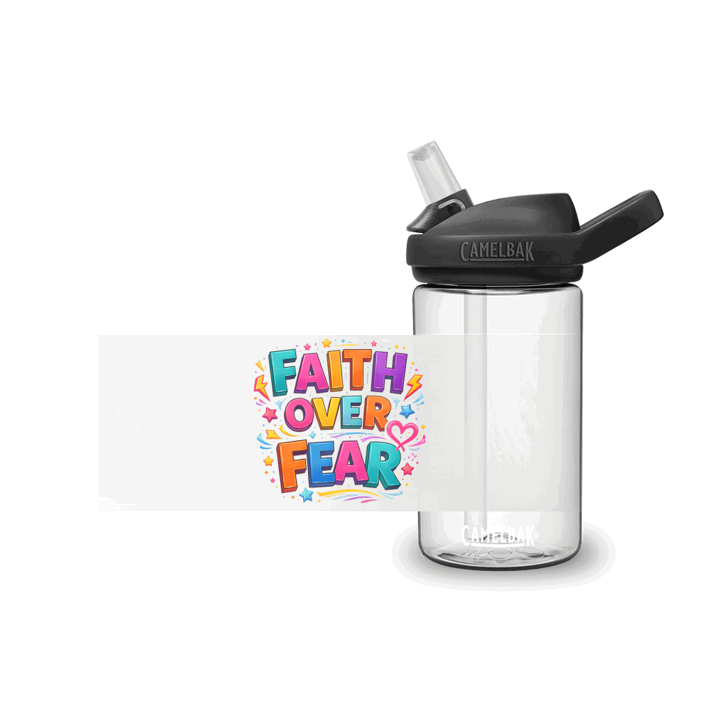 Faith Over Fear Christian Kids Water Bottle - ClaimedbyGodDesigns