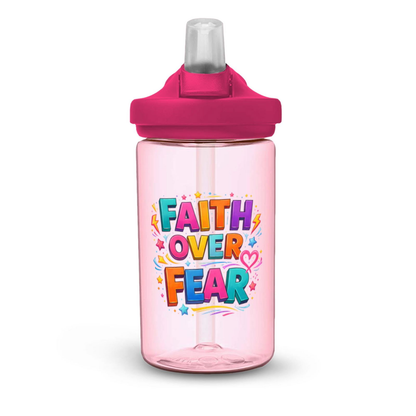 Faith Over Fear Christian Kids Water Bottle - ClaimedbyGodDesigns