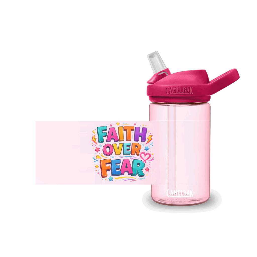Faith Over Fear Christian Kids Water Bottle - ClaimedbyGodDesigns