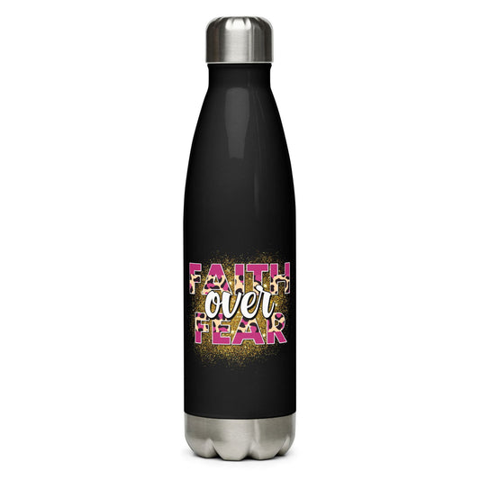 Faith Over Fear Christian Stainless steel water bottle - ClaimedbyGodDesigns