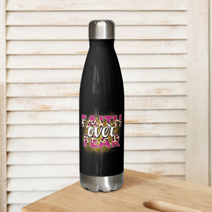 Faith Over Fear Christian Stainless steel water bottle - ClaimedbyGodDesigns