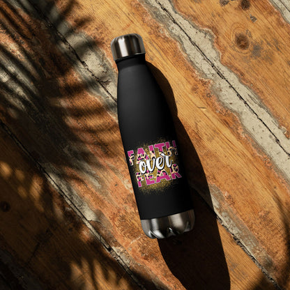 Faith Over Fear Christian Stainless steel water bottle - ClaimedbyGodDesigns