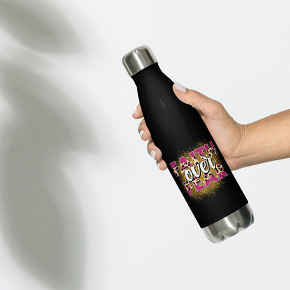 Faith Over Fear Christian Stainless steel water bottle - ClaimedbyGodDesigns