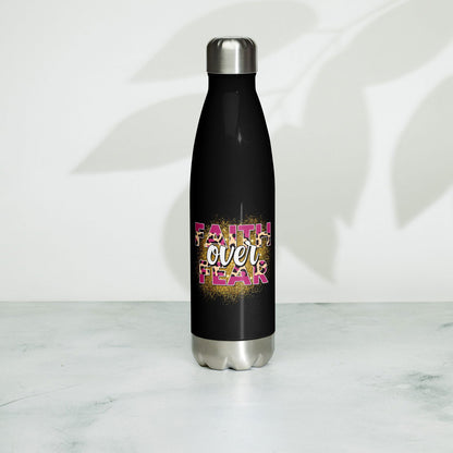 Faith Over Fear Christian Stainless steel water bottle - ClaimedbyGodDesigns