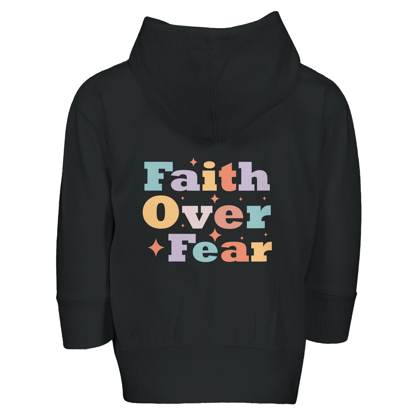 Faith Over Fear Christian Toddler Zip Fleece Hooded Sweatshirt - ClaimedbyGodDesigns
